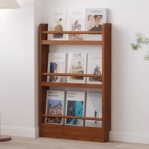 Wall-Mounted Kids Bookshelf, 4-Tier Wooden Toddler Bookcase, Stylish Nursery Storage for Children's Books, Perfect for Bedroom & Classroom Organization (Brown, Size: 6)