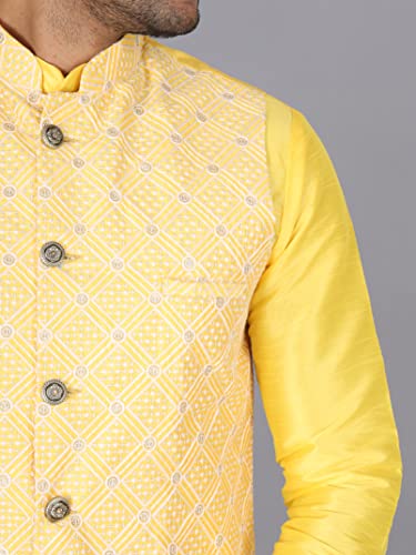 Image of Sadree Silk Men's Kurta Pajama Waistcoat or Nehru Jacket Set