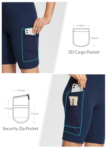 baleaf Women's Hiking Shorts High Waist Biker Shorts Close Fit Cargo Zip Pockets Running Outdoor Travel Workout4