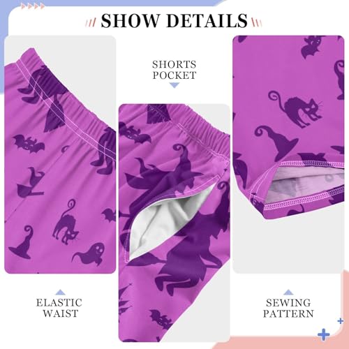 Witch and Cat Boys Long Pants Soft Trousers Elastic Waist Kids Lounge Bottoms with Pockets S-XL4