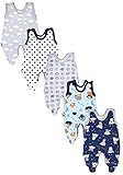 Baby Strampler mit Aufdruck im 5er Pack. Farblich abgestimmte Sets für Mädchen und Jungs