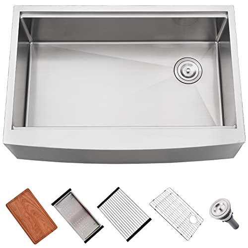 30 Zoll Bauernhaus Küchenspüle Edelstahl - SOMRXO Bauernhaus Spüle Arbeitsplatz Küchenspüle 16 Gauge Edelstahl Bauernhaus Spüle Einzelschüssel Küchenspüle Cover
