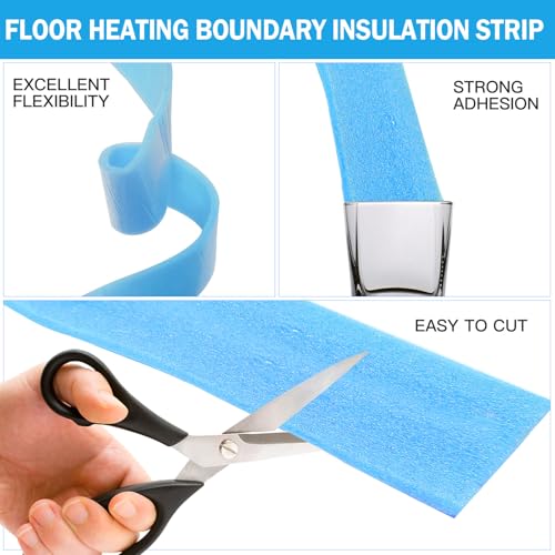 Randdämmstreifen, 100mm x 5mm x 10m Randdämmstreifen Selbstklebend, Randdämmstreifen für Ausgleichsmasse, Randstreifen Randdämmung Fußbodenheizung Estrich