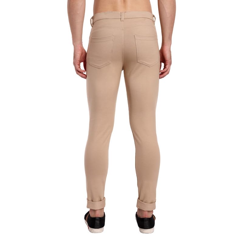 Image of ONE SKY Premium Men's Flexi Waist Casual Pants Cotton Blend Stretchable Chinos | Slim Fit Stylish Office Fashion Trousers for Office, Party | Men Formal Pant