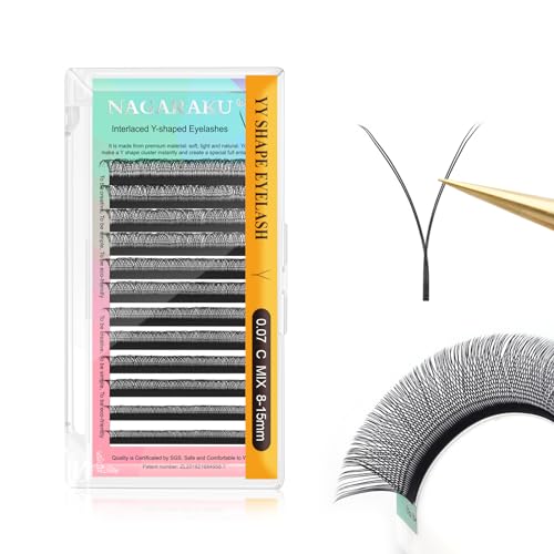 NAGARAKU YY Lash Extensions 0.07 C Curl 8-15mm Mix 4D Premade Fans Black