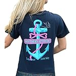 Southern-Attitude-Salty-Anchor-Navy-Blue-Preppy-Short-Sleeve-Shirt