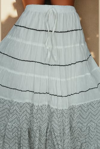 Image of Premium Long Skirt | Stylish Long Crushed Cotton & Unique Prints | Floor Length Skirt for Women | Elastic Waist Premium Maxi Skirt - Comfortable Casual Wear