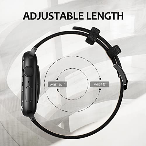 Swees Leather Band Compatible For Apple Watch 42Mm 44Mm 45Mm, Genuine Leather Replacement Wristband Strap Compatible Iwatch Series 7 6 5 4 3 2 1 Se Sports & Edition Men And Women, Lichee Black #TOP6