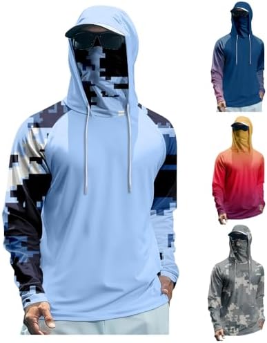 ADHOWBEW Fishing Shirt with Hood Cooling Hoodies Hooded Shirt Uv ...