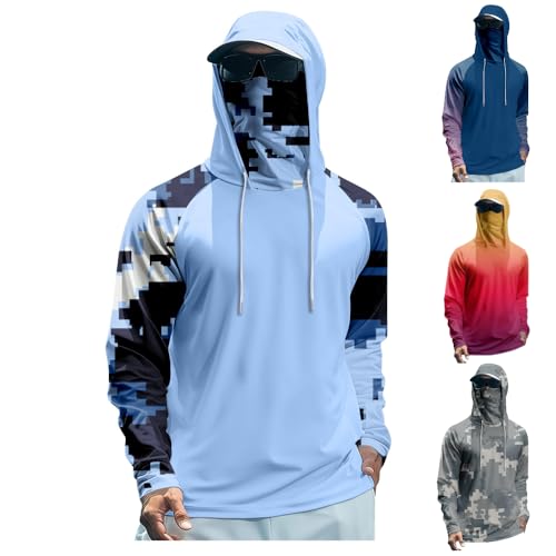 Camisetas para Hombre Fishing Blouses UPF 50+ Cooling Hoodies 2025 Long Sleeve Hooded Shirt Uv Casual Summer Lightweight UPF 50 Long Sleeve Men Hoodie Sudaderas para Hombre De Trabajo