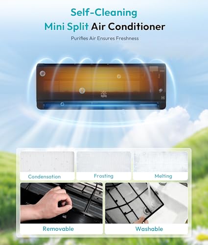 Image of Rellytech Mini Split AC /Heating System - 12000 BTU Wifi Mini Split AC Unit Inverter Heating and Cooling, 20 SEER2 115V Energy Efficient Air Conditioner Up to 750sq.ft, Installation Kit, Black