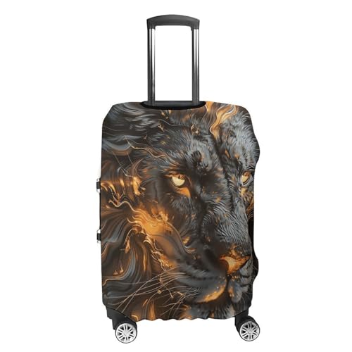 Lion with Fire Elastic Luggage Cover Suitcase Protector for 19-32 Inch Suitcases | Universal Stretchable Travel Bag Cover | Anti-Scratch, Washable with Zipper Closure L4