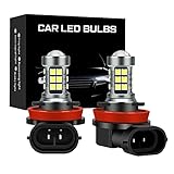 ZiopGTob H11/H8 LED Fog Light Bulbs, 6000K Xenon White, 27 SMD Chips, 360-degree Illumination, Non-polarity, Pack of 2