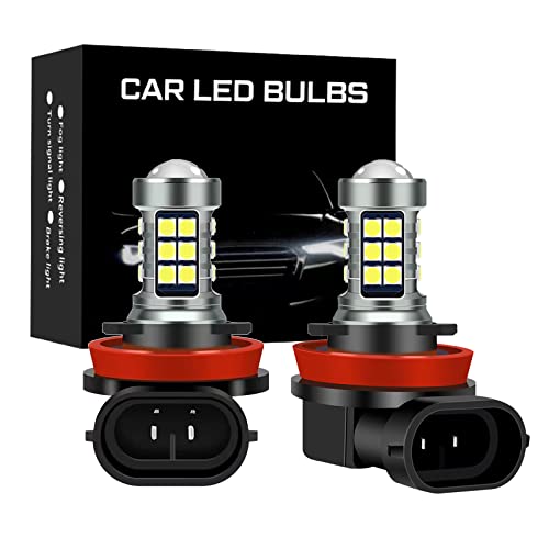 ZiopGTob H11/H8 LED Fog Light Bulbs, 6000K Xenon White, 27 SMD Chips, 360-degree Illumination, Non-polarity, Pack of 2