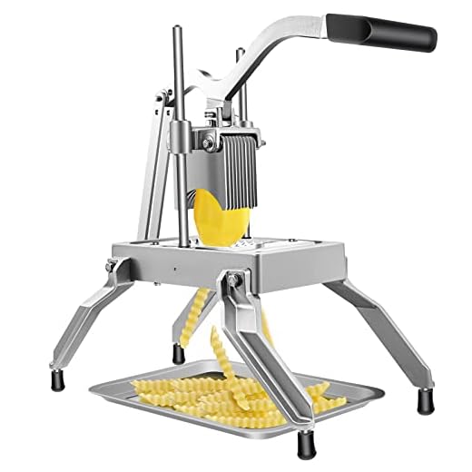 Happybuy Commercial Vegetable Fruit Dicer 3/8" Blade Onion Cutter Heavy Duty Stainless Steel Removable and Replaceable Kattex Chopper Tomato Slicer with Tray Perfect for Pepper Potato Mushroom, Silver