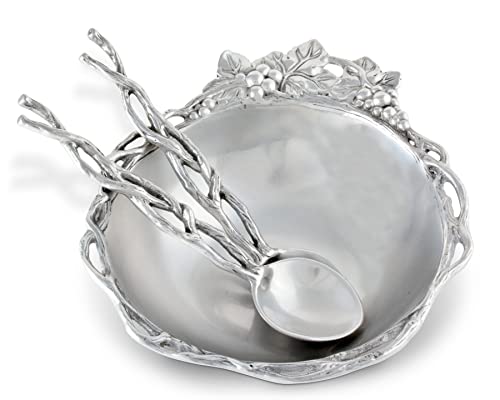 Arthur Court Designs Aluminum Grape Open Vine Salad Bowl And Servers 3-Pc 9.5 Inch Diameter #TOP2