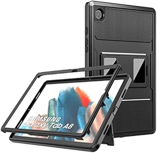 MoKo Case Fits Samsung Galaxy Tab A8 10.5 Inch 2021(SM-X200/SM-X205/SM-X207), Shockproof Full Body Rugged Stand Back Cover Built-in Screen Protector Fit Galaxy Tab A8 10.5" 2021 Tablet, Black