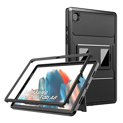 MoKo Case Fits Samsung Galaxy Tab A8 10.5-Inch 2021 (SM-X200/SM-X205), Shockproof Full Body Rugged Stand Back Cover Built-in Screen Protector Fit Galaxy Tab A8 10.5" 2021 Tablet, Black