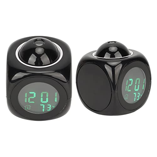 Projection Clock LED Display Projection Alarm Clock Mini Voice Timing Digital Clock Projector with USB Cable Black Digital Alarm Clock for Bedroom