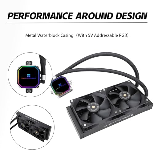 Image of Thermalrlght Frozen Prism 240 Black CPU Liquid Cooler,Efficient PWM Controlled Pump 3300RPM,TL-E12 Series PWM Fanx2,Water Cooling Computer Parts,for AMD AM4 /AM5,Intel 1150 /1156 /1200 /1700 /20XX