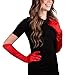 Kangaroo Long Red Opera Gloves for Women - 1 Pair Elbow Length Satin Tea Party Evening Cute Gloves for Women Formal 1920s Wedding Gloves for Bride Dress Compatiable Accessory