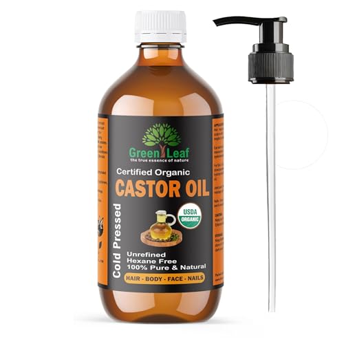 Organic Castor Oil 500ML (Glass Bottle) Pure, Cold-pressed castor oil, Hexane Free | Castor Oil for Hair Growth, For Eyebrows And Eyelashes, All Natural Premium Quality - Moisturises.