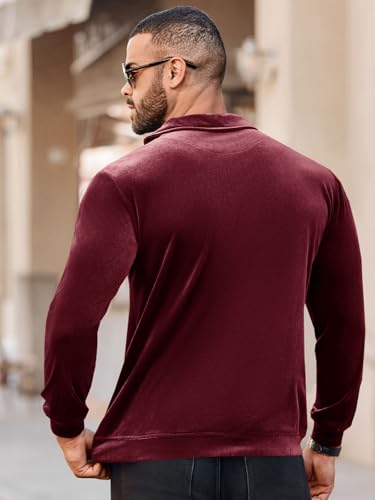 Men's Long Sleeve Polo Shirts Casual Velvet Shirt Real Pocket Business Fall Velour T-Shirt4