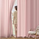 MIULEE Baby Pink Privacy Sheer Curtains That Let Light in 84 Inches Long Non-See-Through Semi Sheer Curtain Light Filtering Window Curtains Drapes for Living Room Bedroom 2 Panels Set