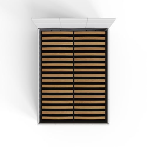 Gfw Leather Classic Upholstered Ottoman Storage Bed With Gas Side Lift & Under Bed Storage, Double, White - 10