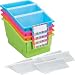 Really Good Stuff Large Plastic Labeled Book and Organizer Bin for Classroom or Home Use - Sturdy Plastic Book Bins in Fun Neon Colors - (Set of 4)