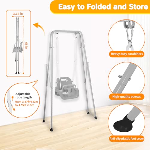 Image of 4 in 1 Toddler Swing Set & Baby Jumper, Foldable Swing Set for Backyard
