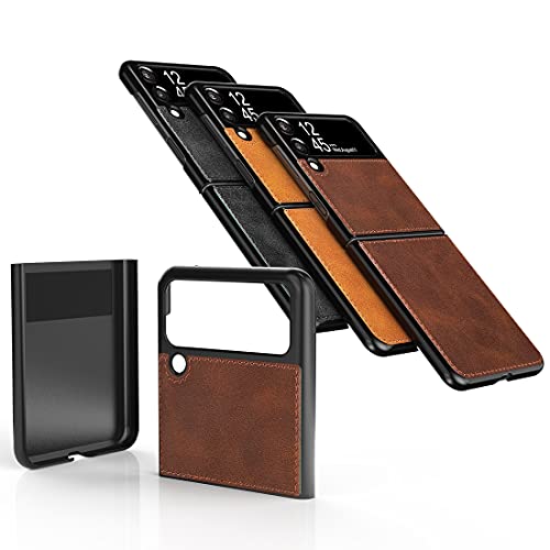 Foluu For Samsung Galaxy Z Flip 3 5G Case, Galaxy Z Flip 3 5G Leather Case, Pu Leather + Hard Pc Shell Ultra Thin Slim Durable Protective Phone Case Cover For Samsung Galaxy Z Flip 3 5G 2021 (Brown) #TOP5