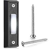 Saillong 1 Piece Lighted Doorbell Button, Wired Doorbell Push Button, Replacement Wall Mounted Garage Door Bell with LED Light Compatible with Most Wire Chimes, Transformer (Black,White Light)