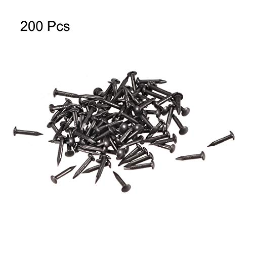 sourcing map 200stk. Klein Tiny Hardware Messing Nägel für DIY Dekorative Holzkisten Zubehör Schwarz 1,2X8mm(DxL)