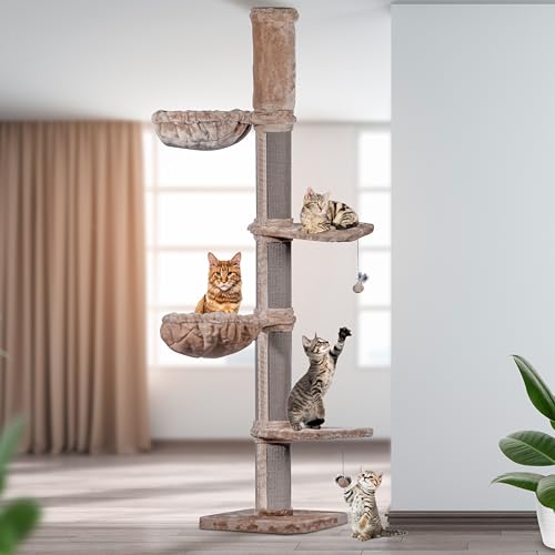 dobar® Drapak dla kota Biggy Premium z drewna z bardzo dużymi i stabilnymi pniami do drapania o wyjątkowym wzornictwie – nadaje się również dla dużych kotów – 35 x 60 x 100 cm