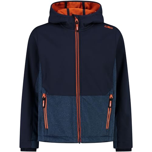 CMP - Giacca da bambino in softshell con cappuccio fisso, Black Blue, 98