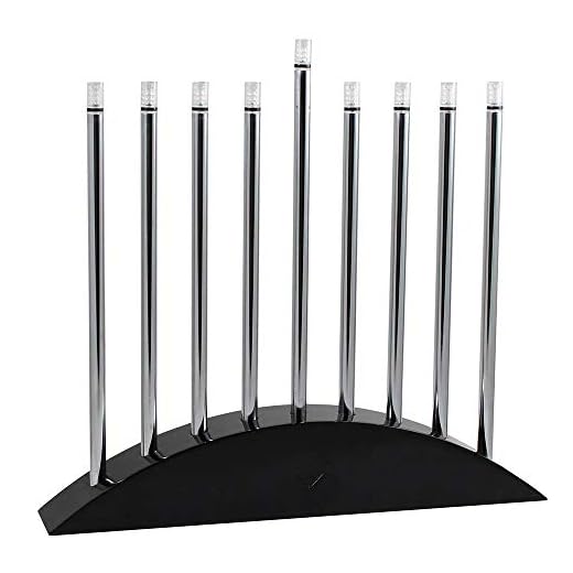 Zion Judaica Large LED Electric Hanukkah Menorah - New Classic Black & Silver Arch Style Hanukkiah 14" Wide x 12.5" Tall Sleek Landscape Minorah - Chanukah Lights Decorations