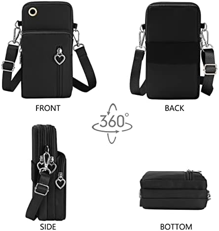 Aucuu Women Crossbody Phone Bag, Nylon Mini Crossbody Shoulder Bag Wrist Bag with Detachable Adjustable Straps, Cellphone Purse Armband with Headphone Port for cellphones under 7 inches