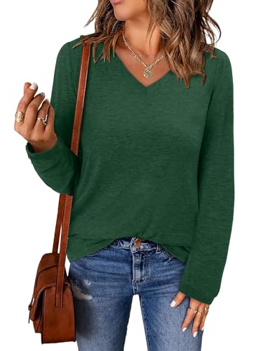 ONLYSHE Women's Casual Striped Long Sleeve Tops Crew Neck Knit Basic Loose Fit T Shirts Fall Fashion Tunic Outfits