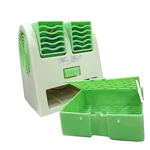 Image of Mini Cooler AC USB and Battery Operated Air Mini Water Air Cooler Cooling Fan Duel Blower with Ice Chamber Perfect for Temple, Home, Kitchen Use (Random Color)