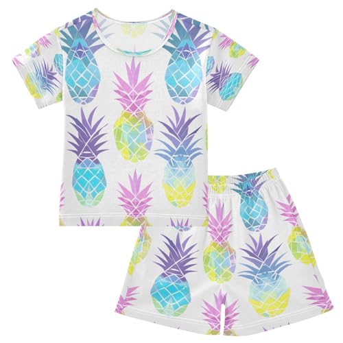 senya Short Sleeve Pajamas Sets Summer Cotton Sleepwear Blue Purple Pineapple