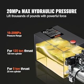 VEVOR Pompe Hydraulique DC 12 V 6 L Groupe Hydraulique Double Effet Débit d'Huile 3,44 L/min Max. Pression de Décharge 22 MPa pour Camion à Benne Basculante Nacelle Élévatrice Remorque Levage Bennage