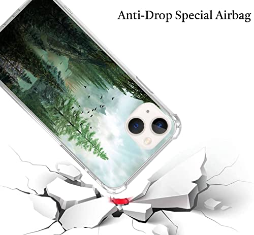 Widofvspky Mountain With Birds Case Compatible With Iphone 13, Beautiful Scenery Nature Forest Case For Iphone 13, Trendy Unique Design Tpu Bumper Cover Case #TOP1