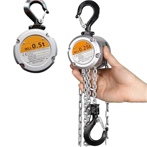 250/500kg Manual Hand Lift Steel Chain Block, 3-m Hand Chain Hoist,Manual Chain Hoist,Round Manual Hoist,Heavy Duty Hooks, for Lifting Goods,500KG*3M