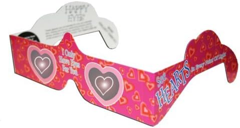 10 3D Paper Glasses, Happy Eyes, Heart Lens, Bulk