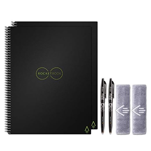 Rocketbook Holiday Bundle - 2 Smart Reusable Notebook Set with 1 Lined & 1 Dot Grid Notebook, 2 Pilot Frixion Pens & 2 Microfiber Cloths - Infinity Black Cover, Letter Size (8.5" x 11") (EVR-L-K-BND)