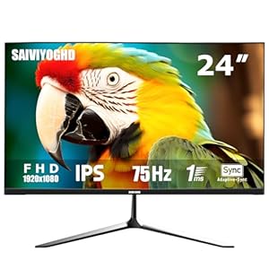 24-inch FHD Gaming Monitor，75Hz, IPS Eye Care 1080P Display, HDMI, VGA Ports, 3-Sided Border-Less，FreeSync – Height/Tilt Adjustment for Ergonomic Viewing，Black