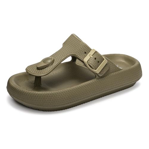 FUNKYMONKEY Thong Sandals Adjustable Buckle EVA Thick-Soled Flip Flops for Women and Men