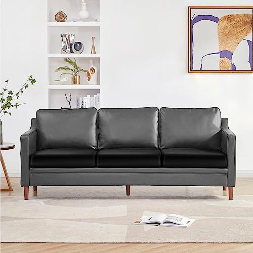 Image of YISUN PU Leather Couch Cushion Cover, Waterproof Stretch Sofa Cushion Slipcovers, Faux Leather RV Chair Seat Covers, Loveseat Cushion Cover Replacement Chair /Furniture Protector, 3 Pcs(Black)