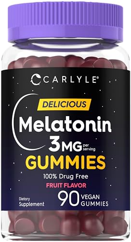 Carlyle Melatonin Gummies 3mg | 90 Count | Fruit Flavor Gummy Supplement